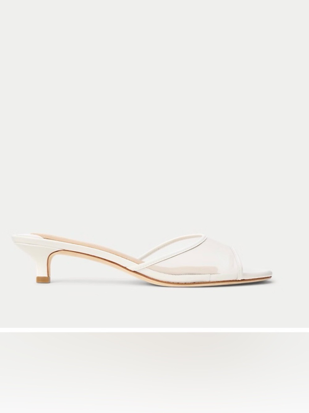 Ralph Lauren White Mesh Slingback Kitten Heel Mule